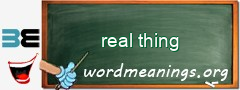 WordMeaning blackboard for real thing